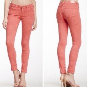 AG Adriano Goldschmied Stevie Washed Red Ankle Polka Dot Jeans Size 29